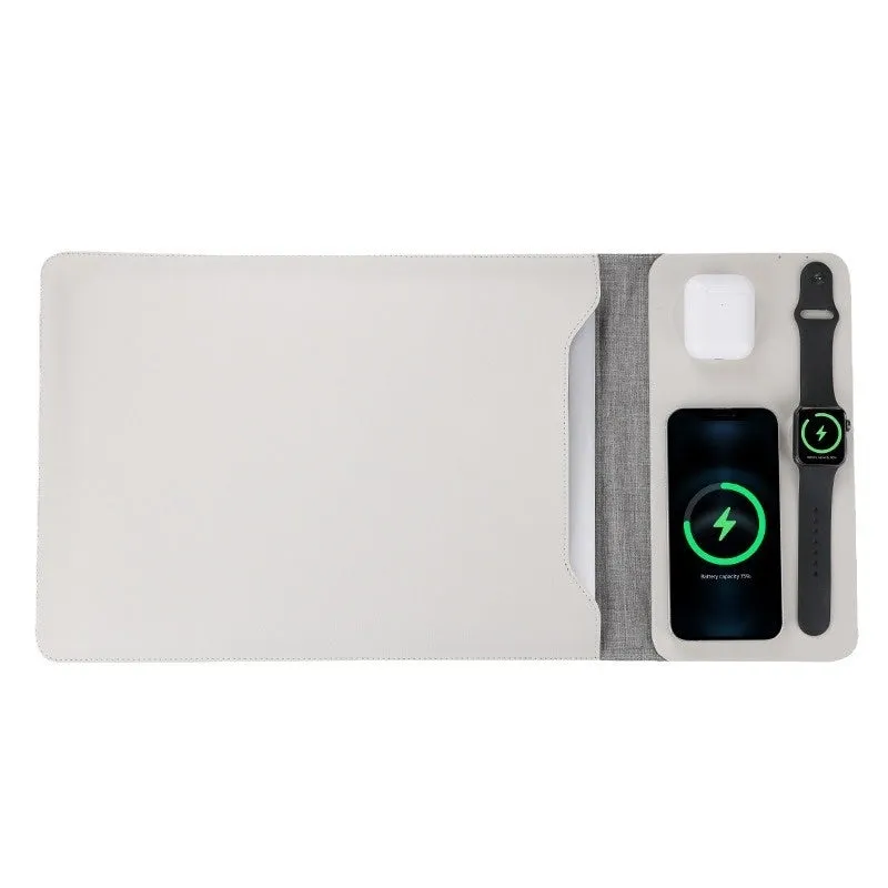 Multi-functional wireless charger computer liner bag magnetic 3-in-1 for 12-14 inch laptops black or beige