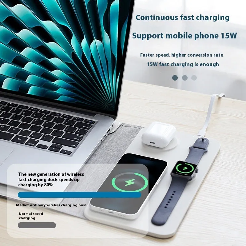 Multi-functional wireless charger computer liner bag magnetic 3-in-1 for 12-14 inch laptops black or beige