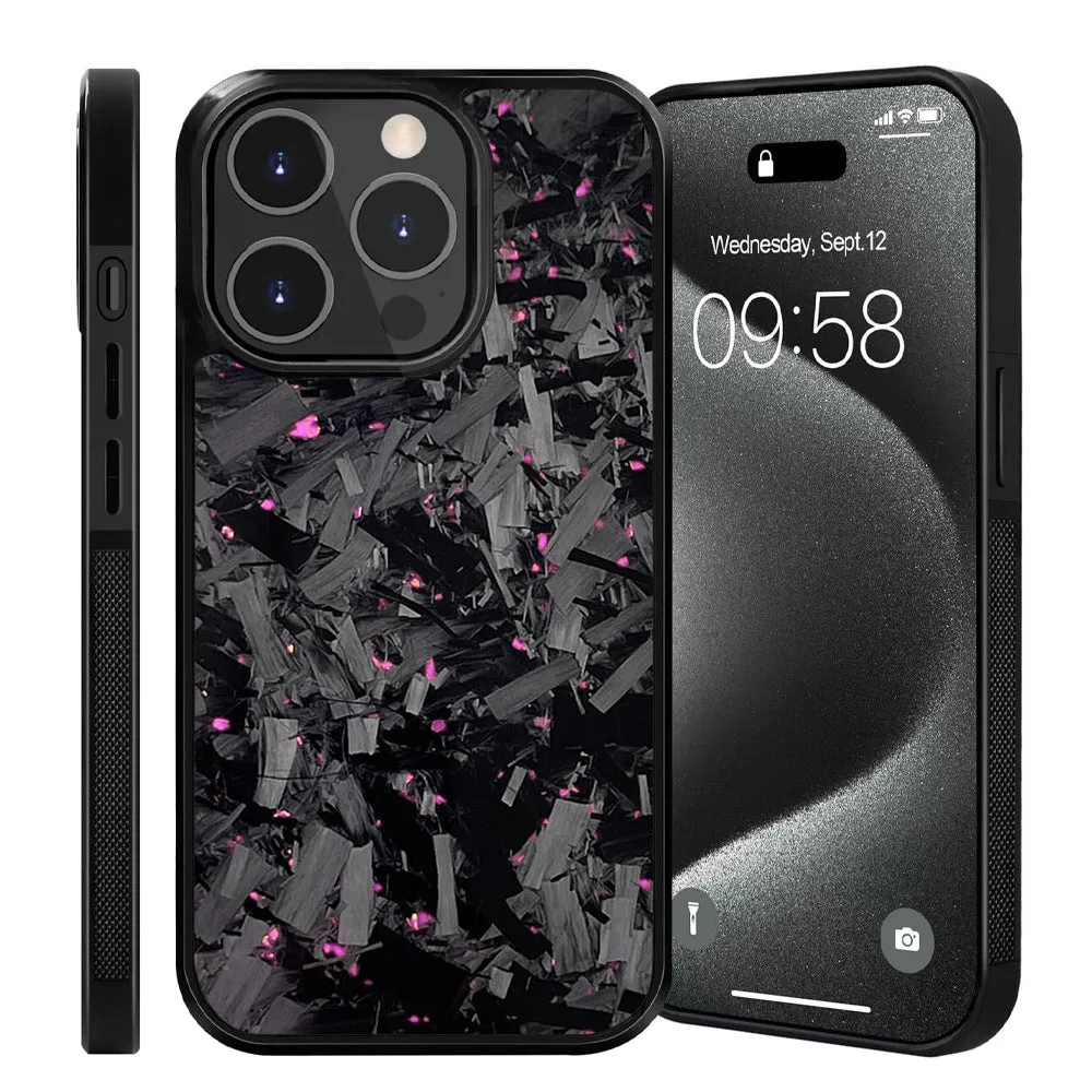 Carbon fiber phone case for iPhone 15 Pro Max 13 Pro in black, all-inclusive shockproof design