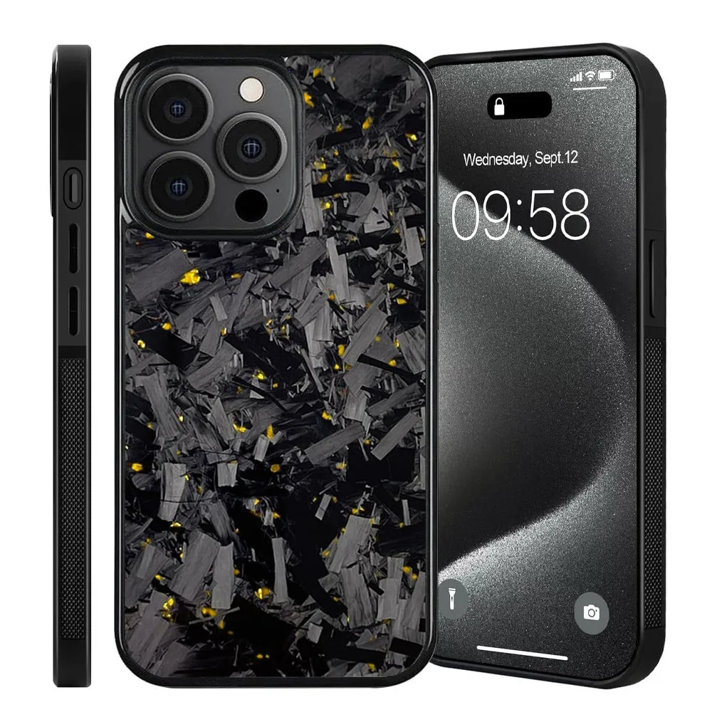 Carbon fiber phone case for iPhone 15 Pro Max 13 Pro in black, all-inclusive shockproof design
