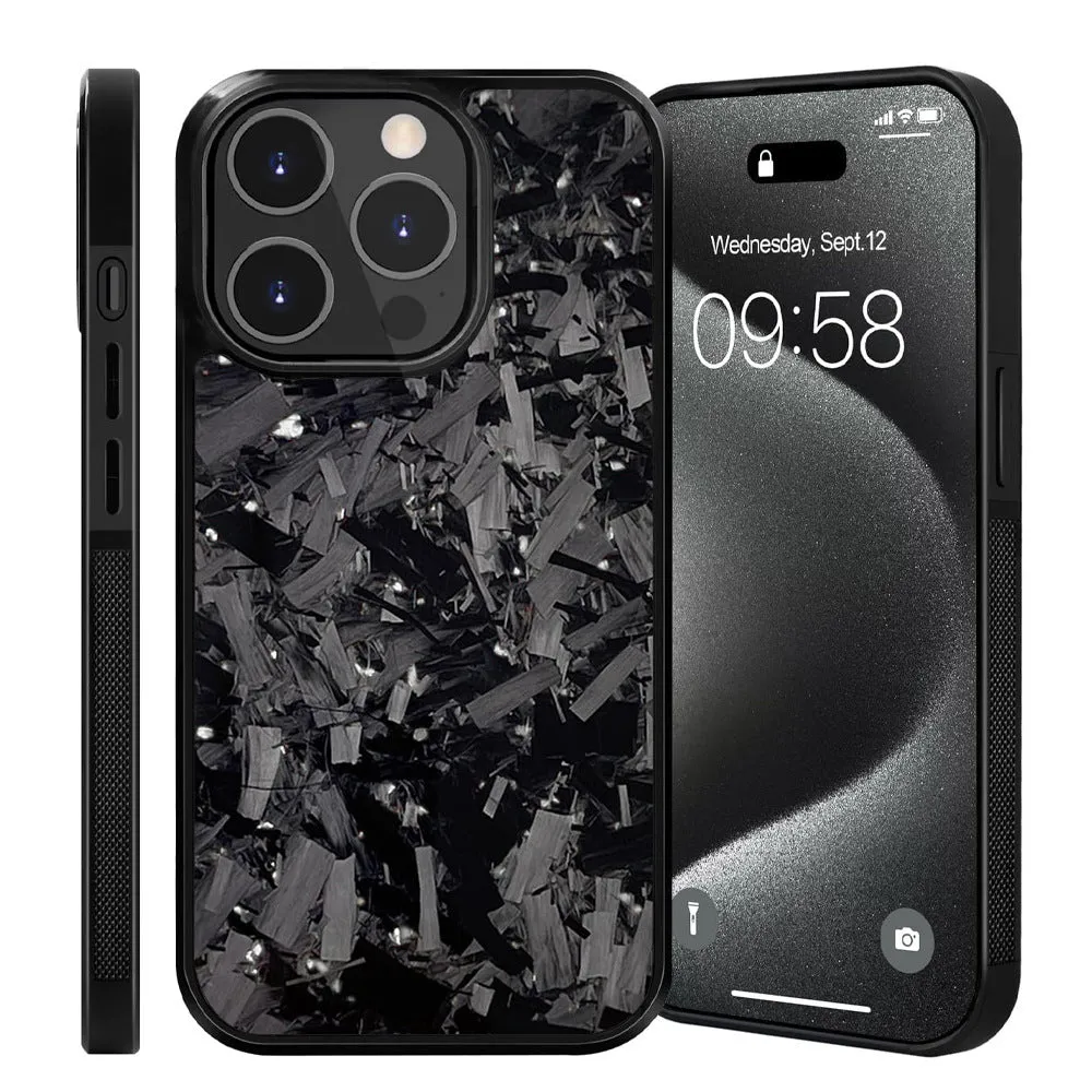 Carbon fiber phone case for iPhone 15 Pro Max 13 Pro in black, all-inclusive shockproof design