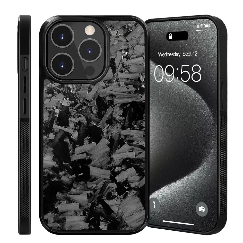 Carbon fiber phone case for iPhone 15 Pro Max 13 Pro in black, all-inclusive shockproof design