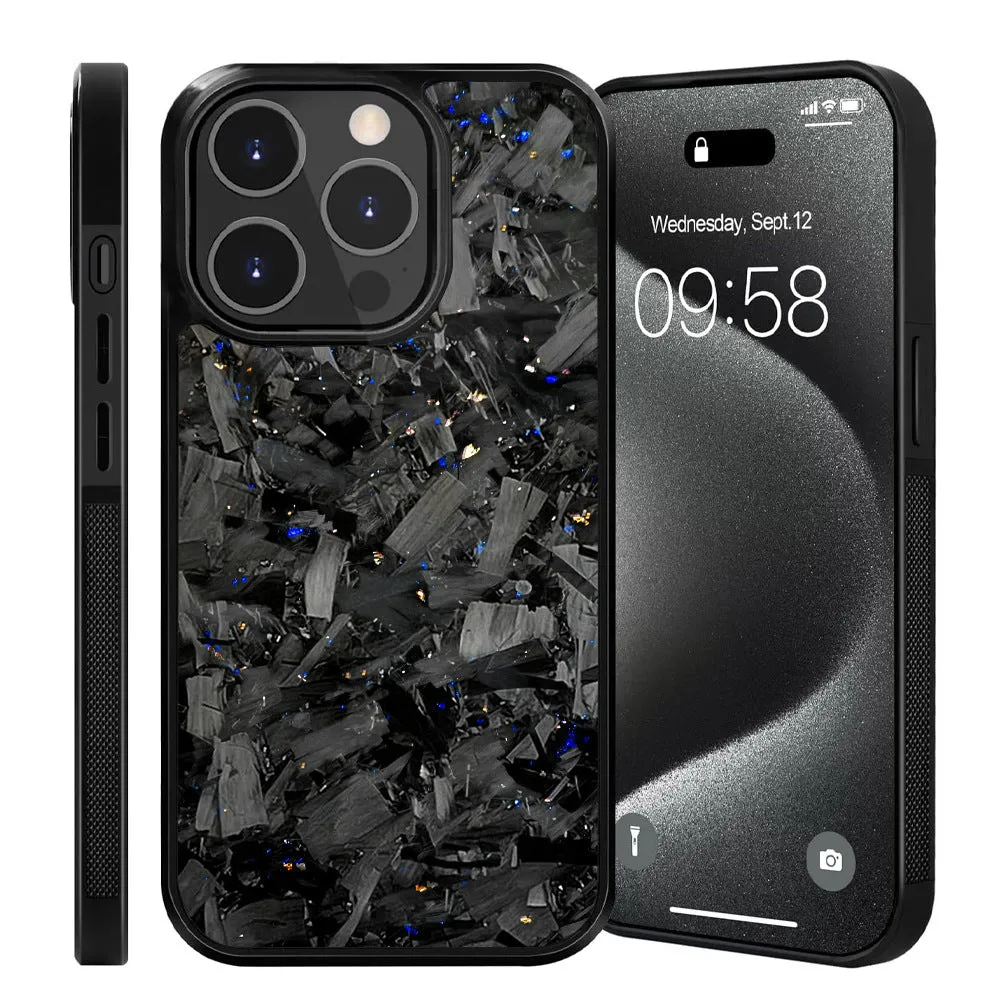 Carbon fiber phone case for iPhone 15 Pro Max 13 Pro in black, all-inclusive shockproof design