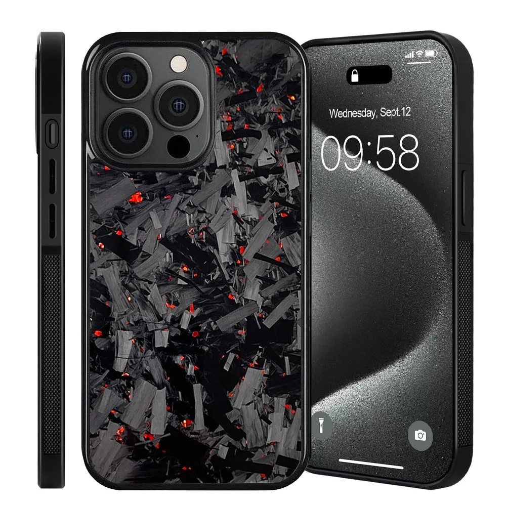 Carbon fiber phone case for iPhone 15 Pro Max 13 Pro in black, all-inclusive shockproof design