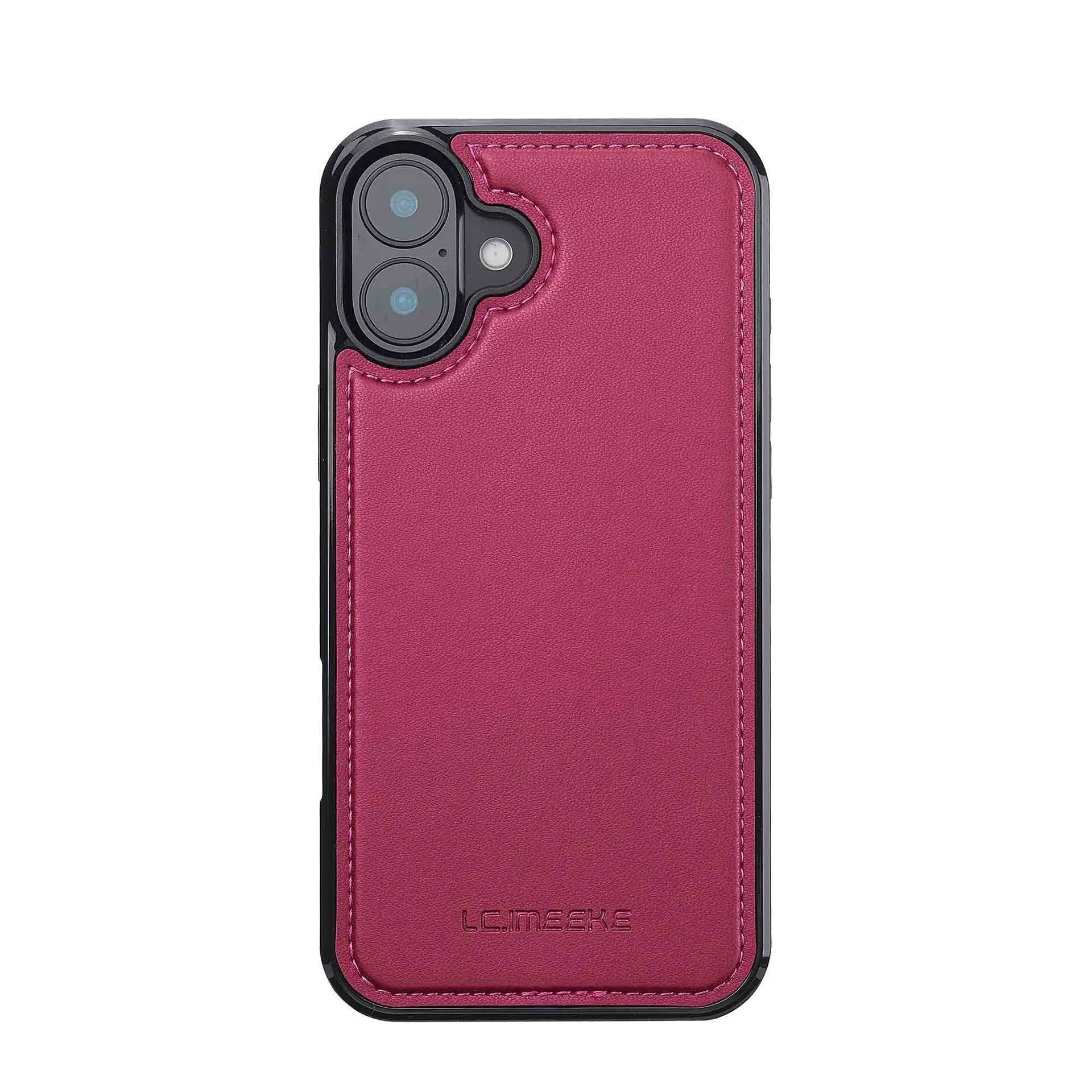 Black 2-in-1 flip phone case with card slot and lanyard for iPhone