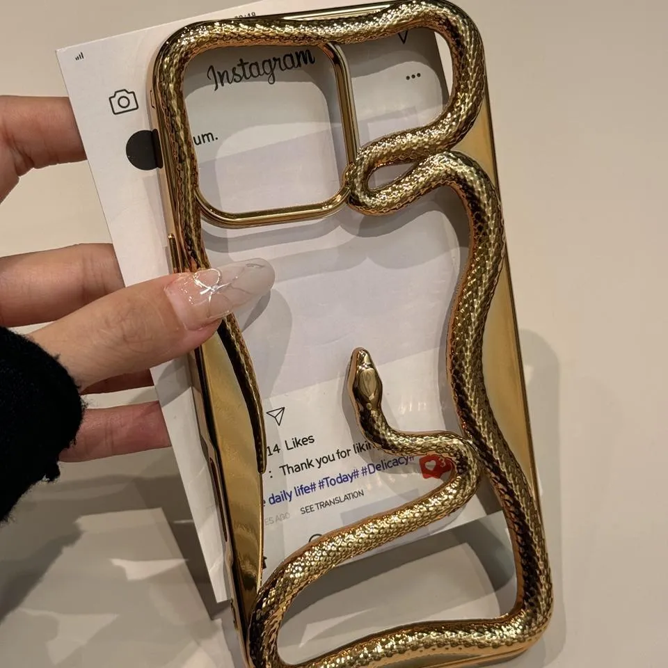 Creative hollow snake TPU phone case in matte rose pink for iPhone