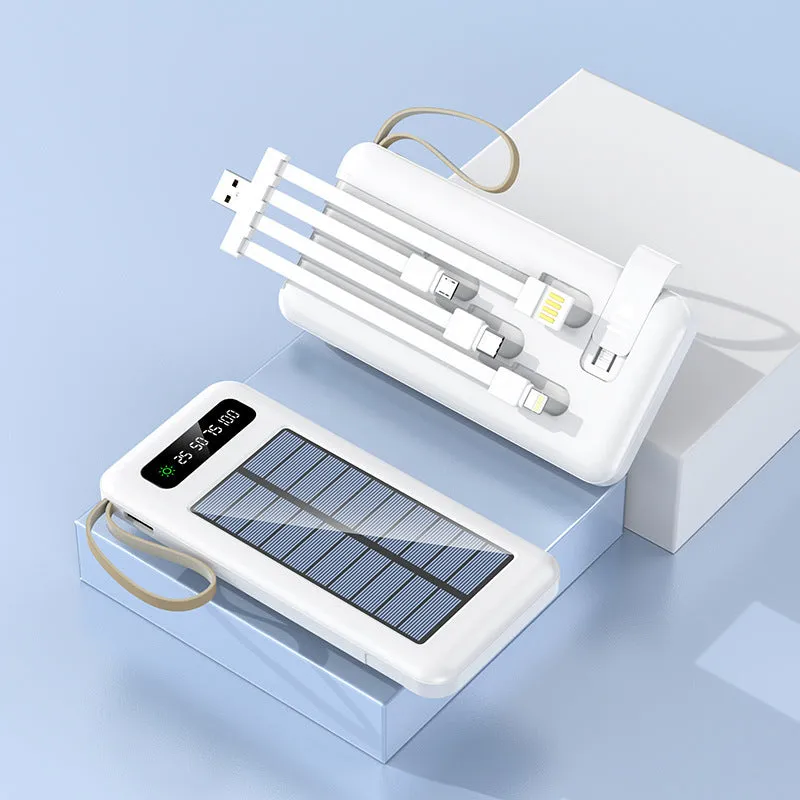 Solar power bank in black or white with 20000mA/30000mA capacity and polymer lithium ion battery