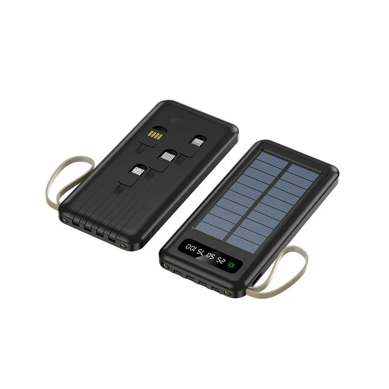 Solar power bank in black or white with 20000mA/30000mA capacity and polymer lithium ion battery