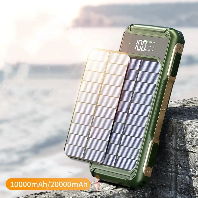 Military-grade portable power bank in black, green, or orange, showing compact size and high capacity.