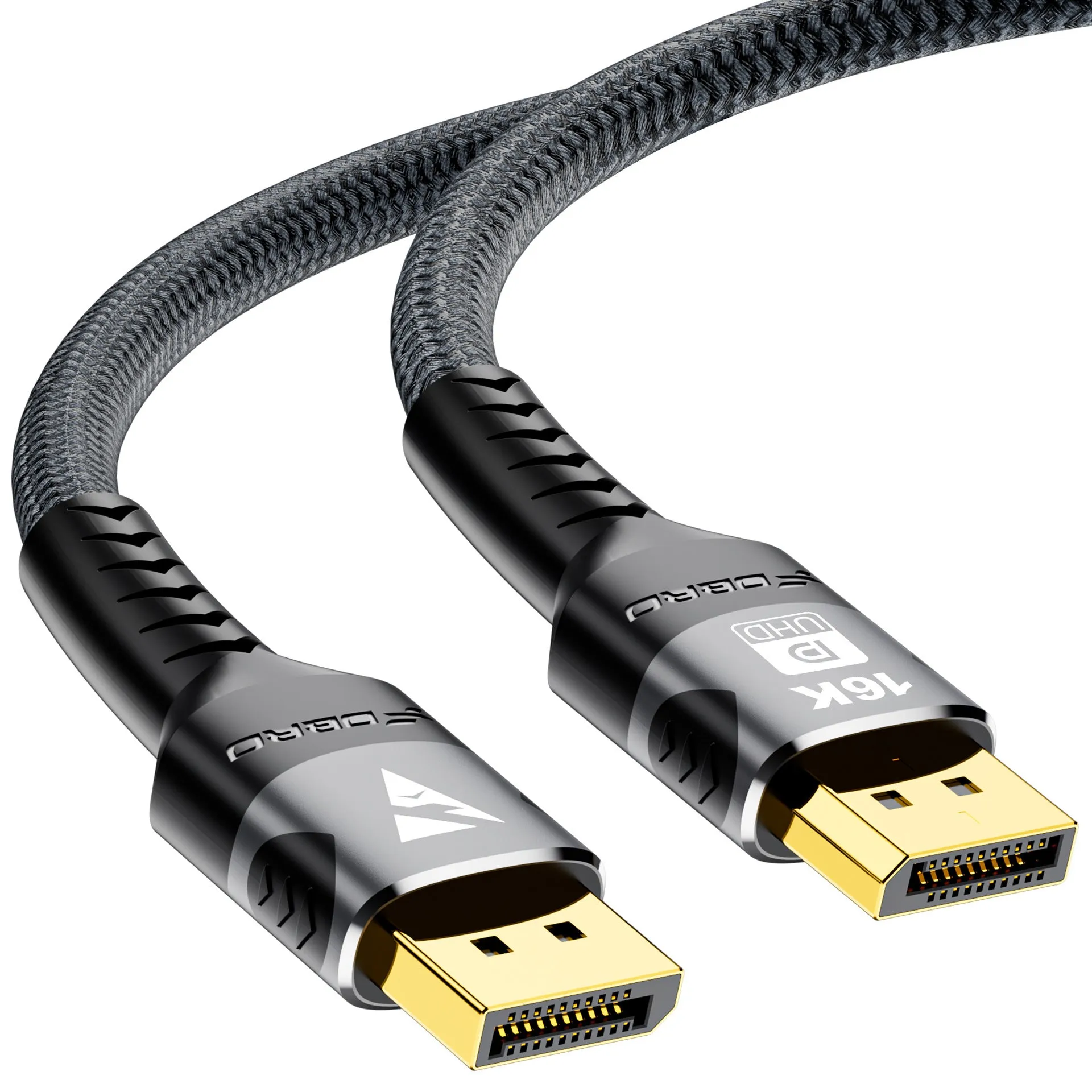 DisplayPort 2.1 male to male cable with knitted belt in 1m, 2m, 3m lengths for 16K 60Hz 8K 144Hz