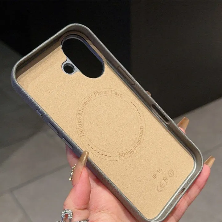 Camouflage leather mobile phone protective cover with magnetic suction and shockproof for iPhone 15 Pro Max