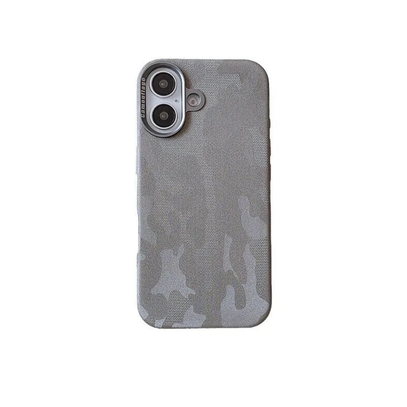 Camouflage leather mobile phone protective cover with magnetic suction and shockproof for iPhone 15 Pro Max
