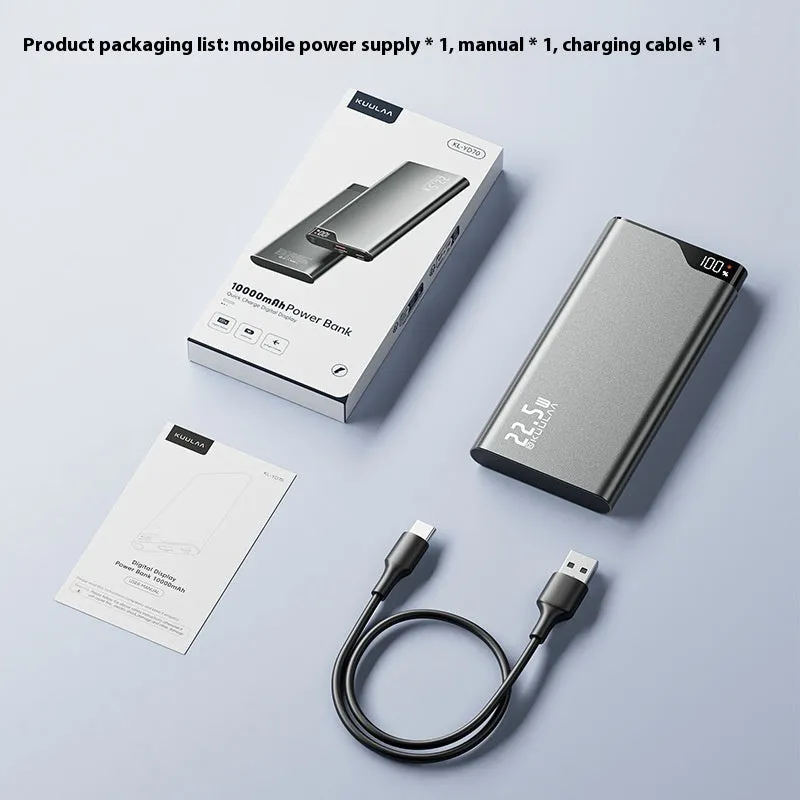 Super large capacity 225W fast charge power bank 10000mAh tarnish colour alloy shell with data cable