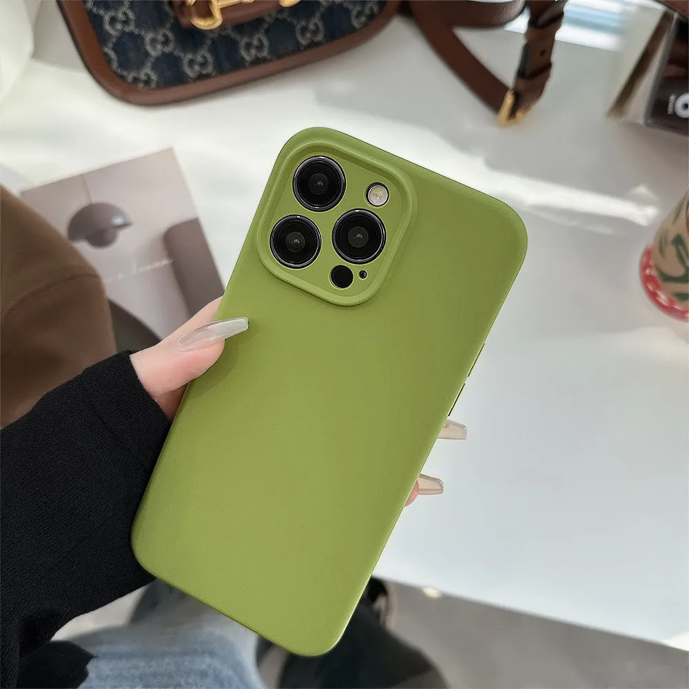 Liquid silicone phone case in solid colour with drop protection for iPhone series