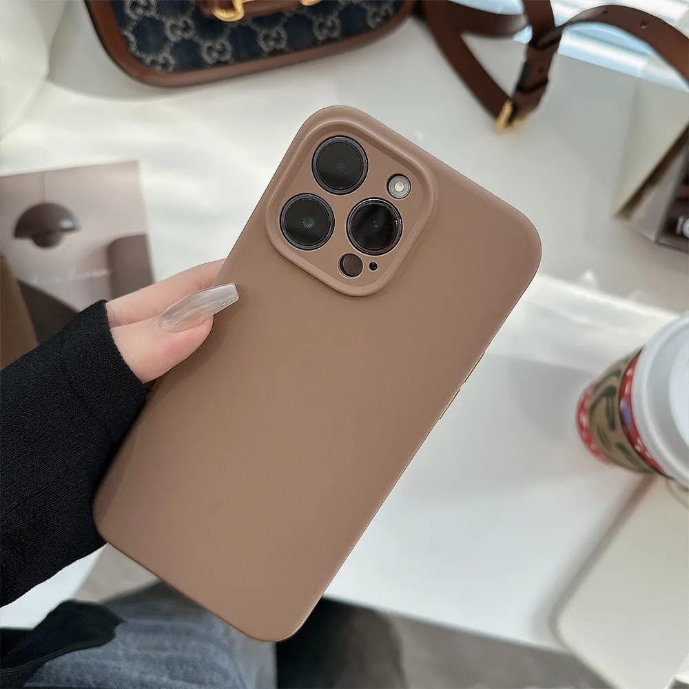 Liquid silicone phone case in solid colour with drop protection for iPhone series