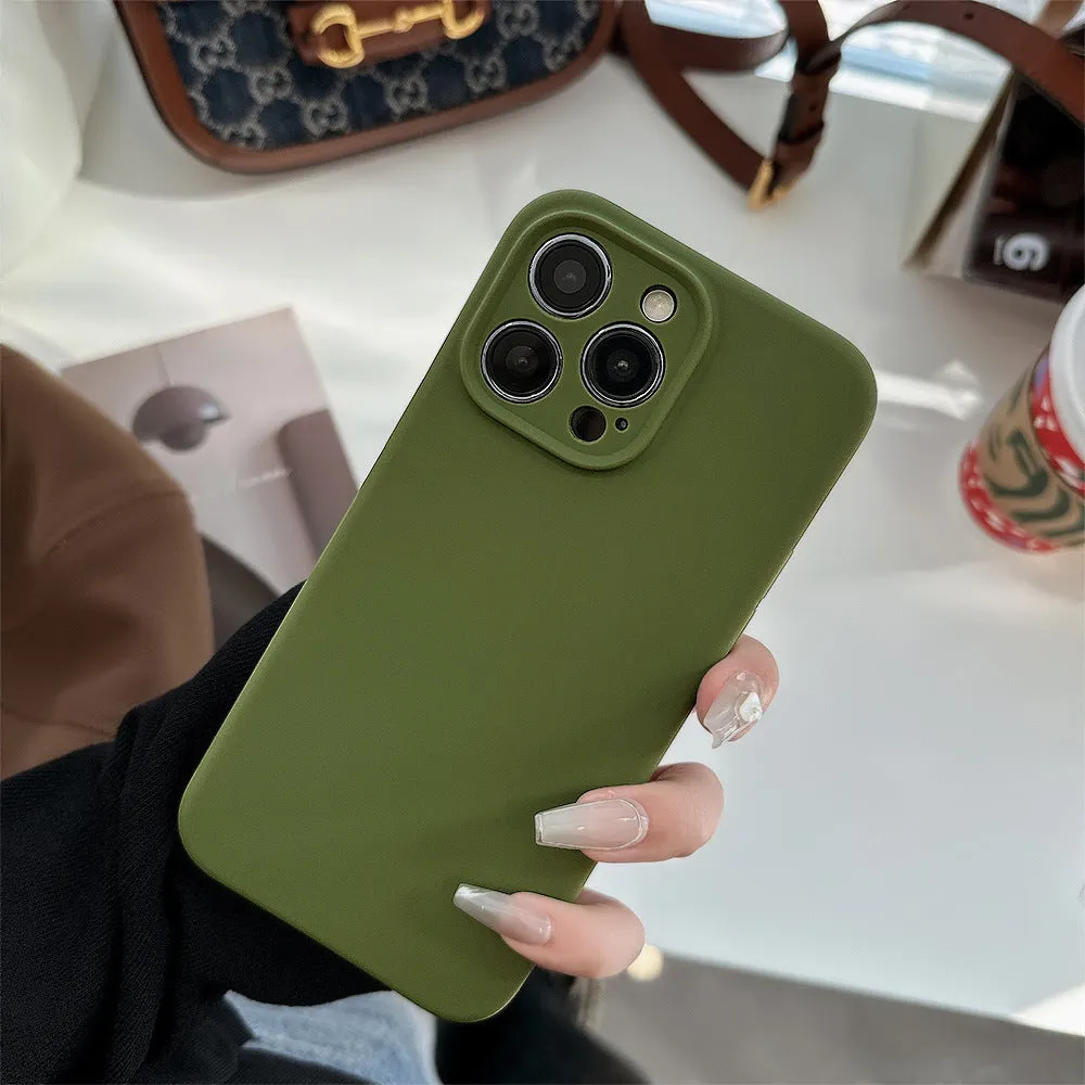 Liquid silicone phone case in solid colour with drop protection for iPhone series