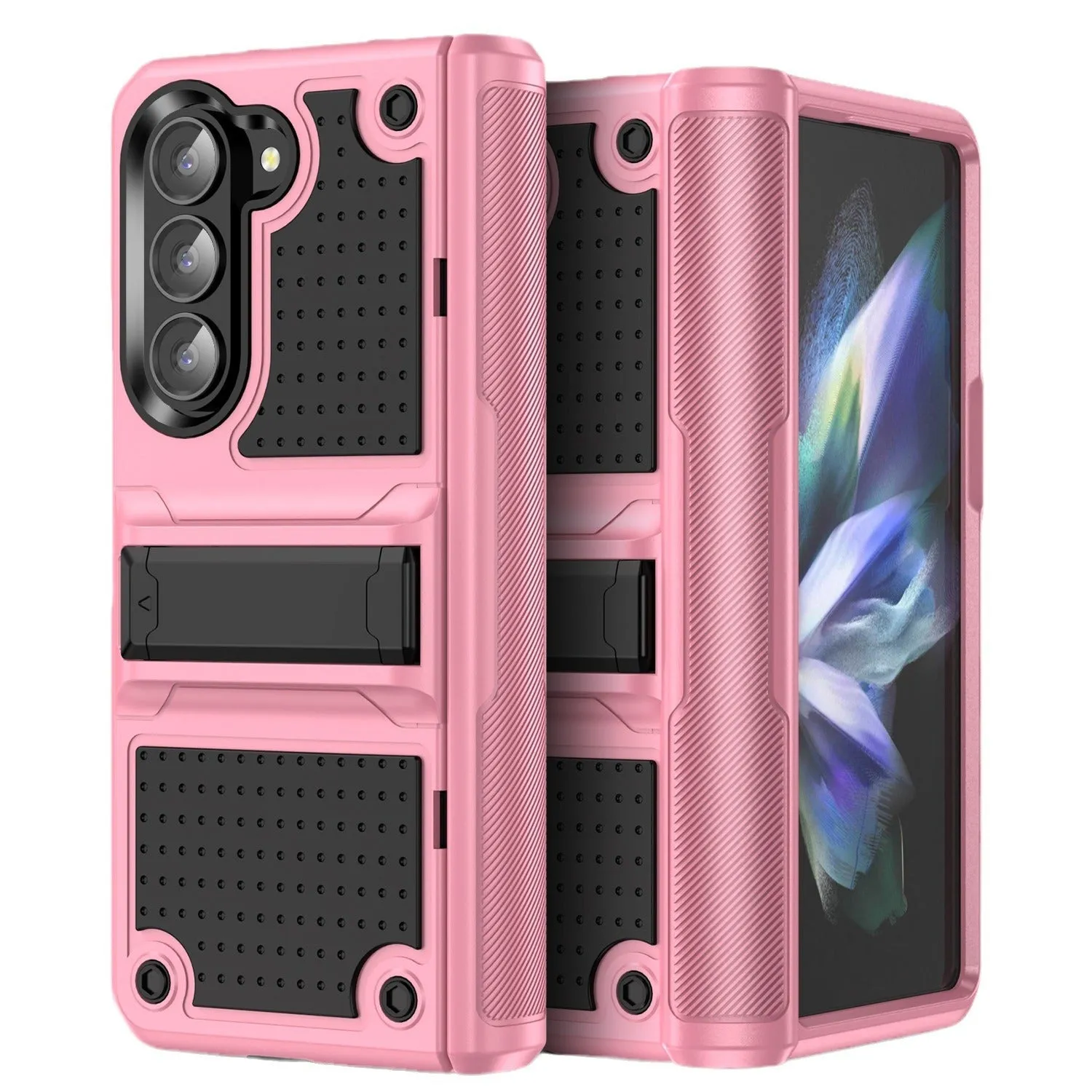 2-in-1 drop-resistant phone case for Samsung Z Fold 5 6 Z Flip 3 4 5 6 in Black and Grey, TPU PC hard case