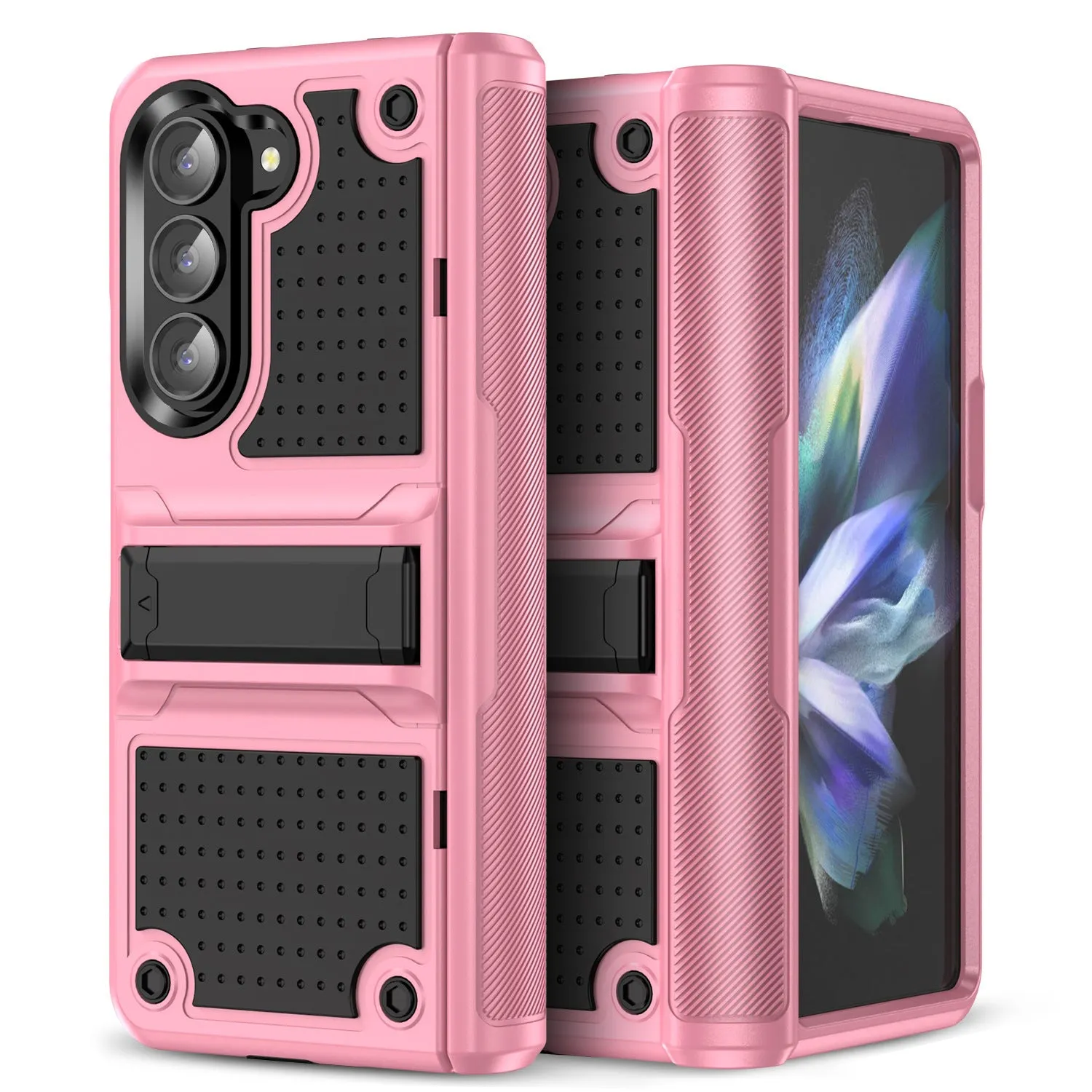 2-in-1 drop-resistant phone case for Samsung Z Fold 5 6 Z Flip 3 4 5 6 in Black and Grey, TPU PC hard case