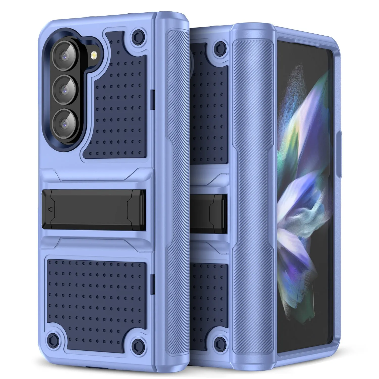 2-in-1 drop-resistant phone case for Samsung Z Fold 5 6 Z Flip 3 4 5 6 in Black and Grey, TPU PC hard case