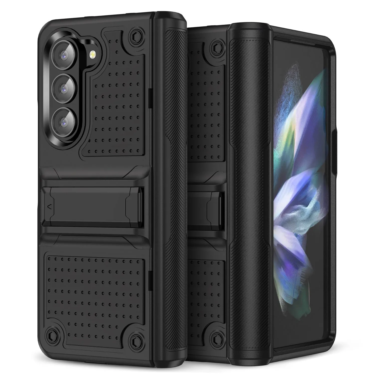 2-in-1 drop-resistant phone case for Samsung Z Fold 5 6 Z Flip 3 4 5 6 in Black and Grey, TPU PC hard case