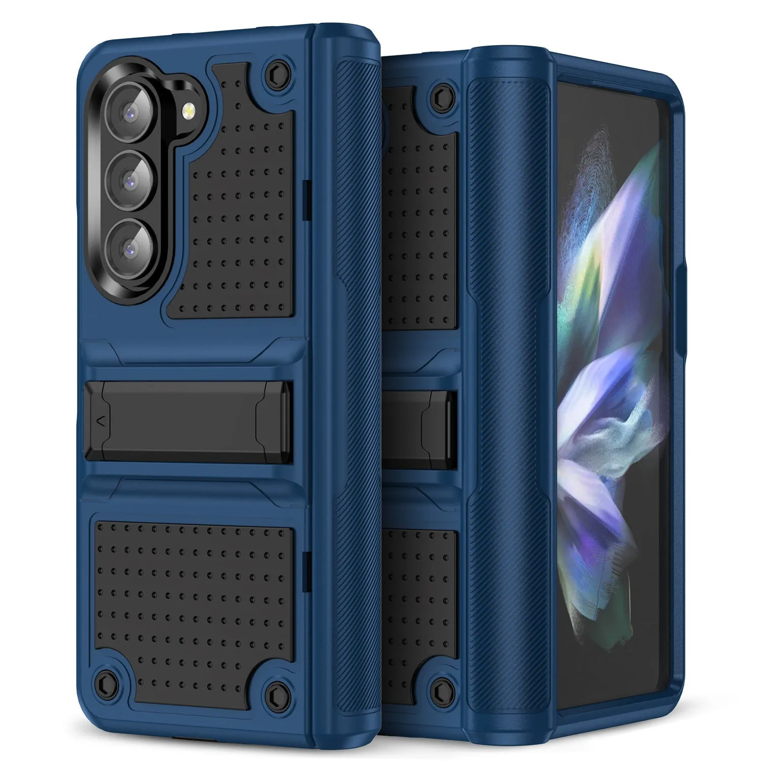 2-in-1 drop-resistant phone case for Samsung Z Fold 5 6 Z Flip 3 4 5 6 in Black and Grey, TPU PC hard case