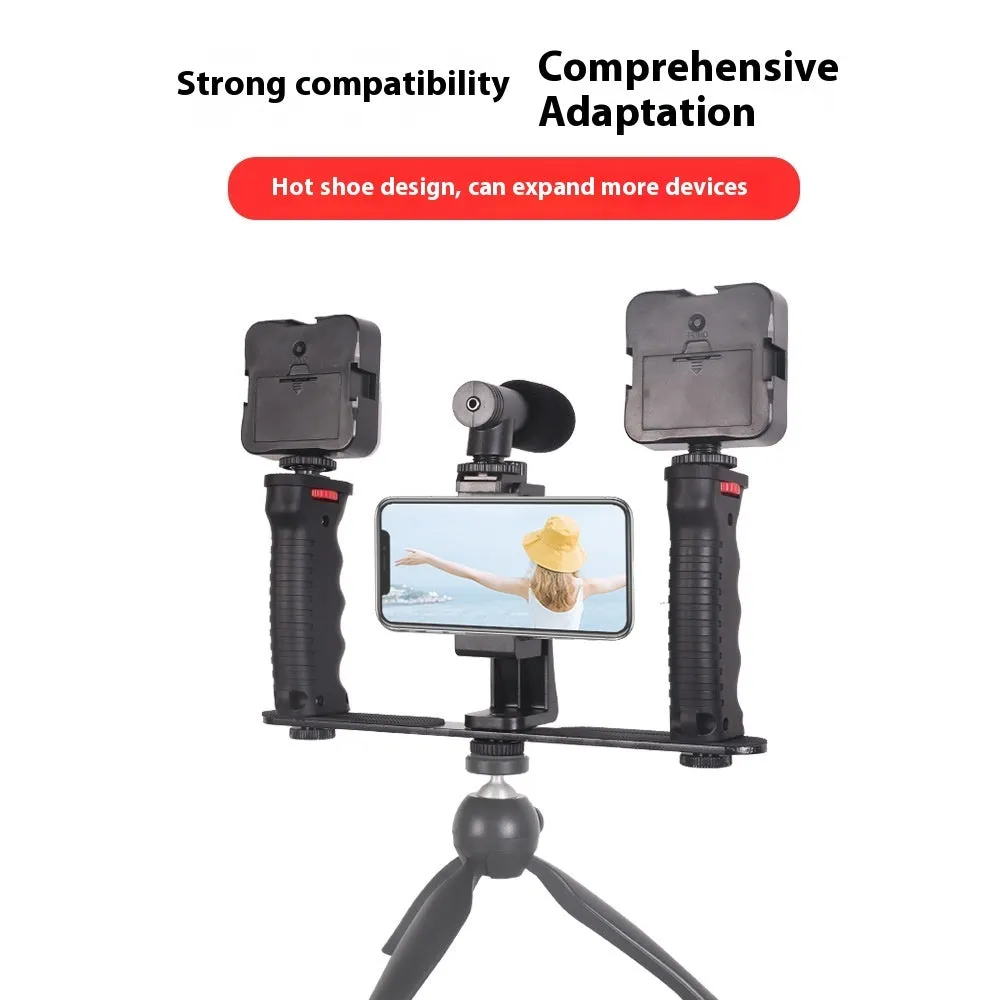 Handheld stabilizer revolving cloud platform bracket holding a mobile phone in rabbit cage frame
