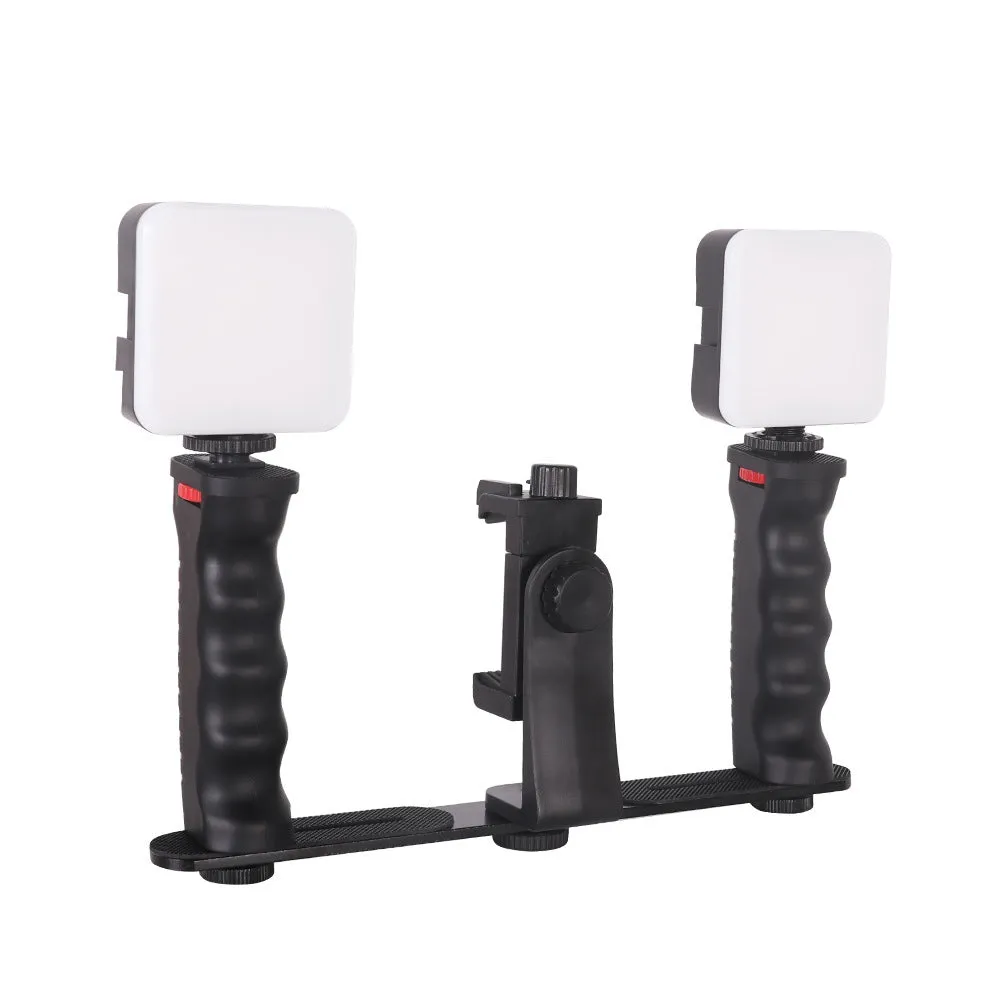Handheld stabilizer revolving cloud platform bracket holding a mobile phone in rabbit cage frame
