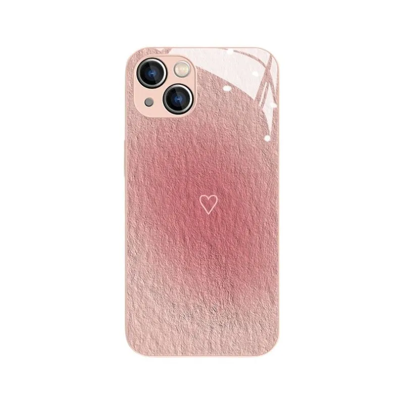 Liquid glass shockproof iPhone case with oil painting Love design for Apple iPhone