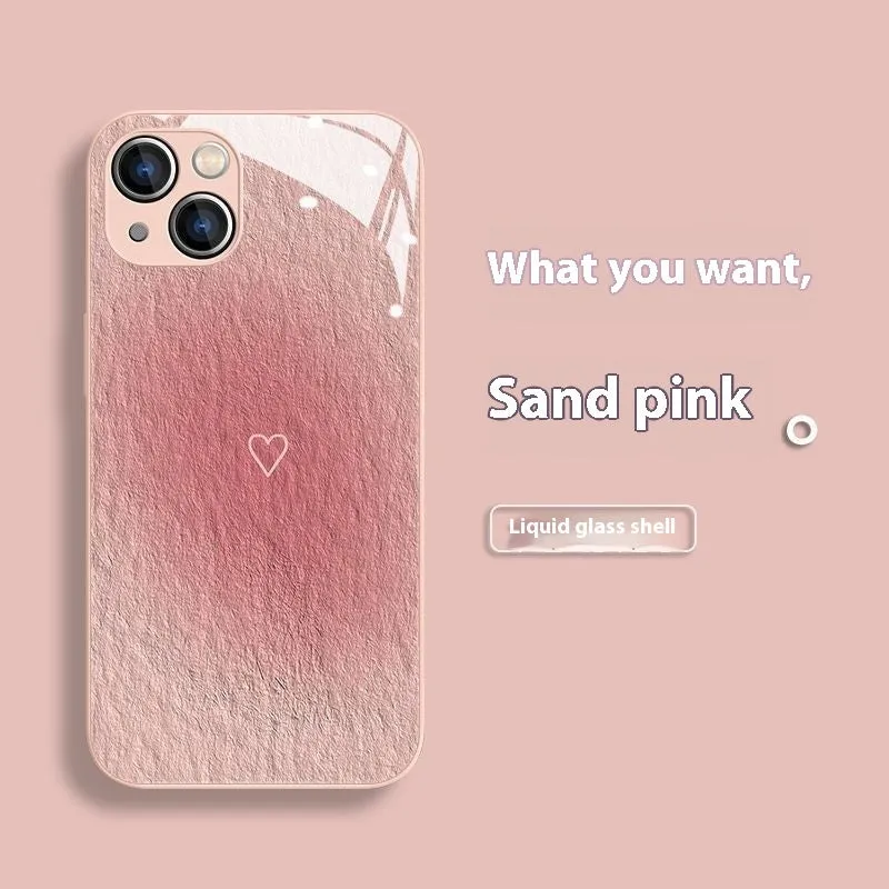 Liquid glass shockproof iPhone case with oil painting Love design for Apple iPhone