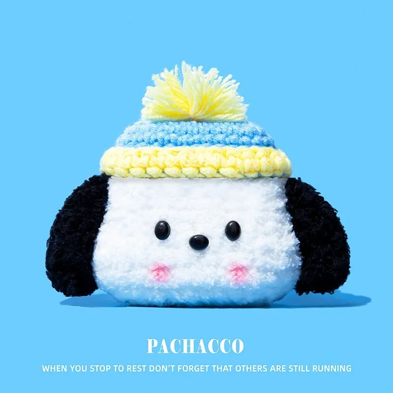Plush knitted soft shell case for Apple AirPods Pro 2nd generation, silicone plush material with cartoon design