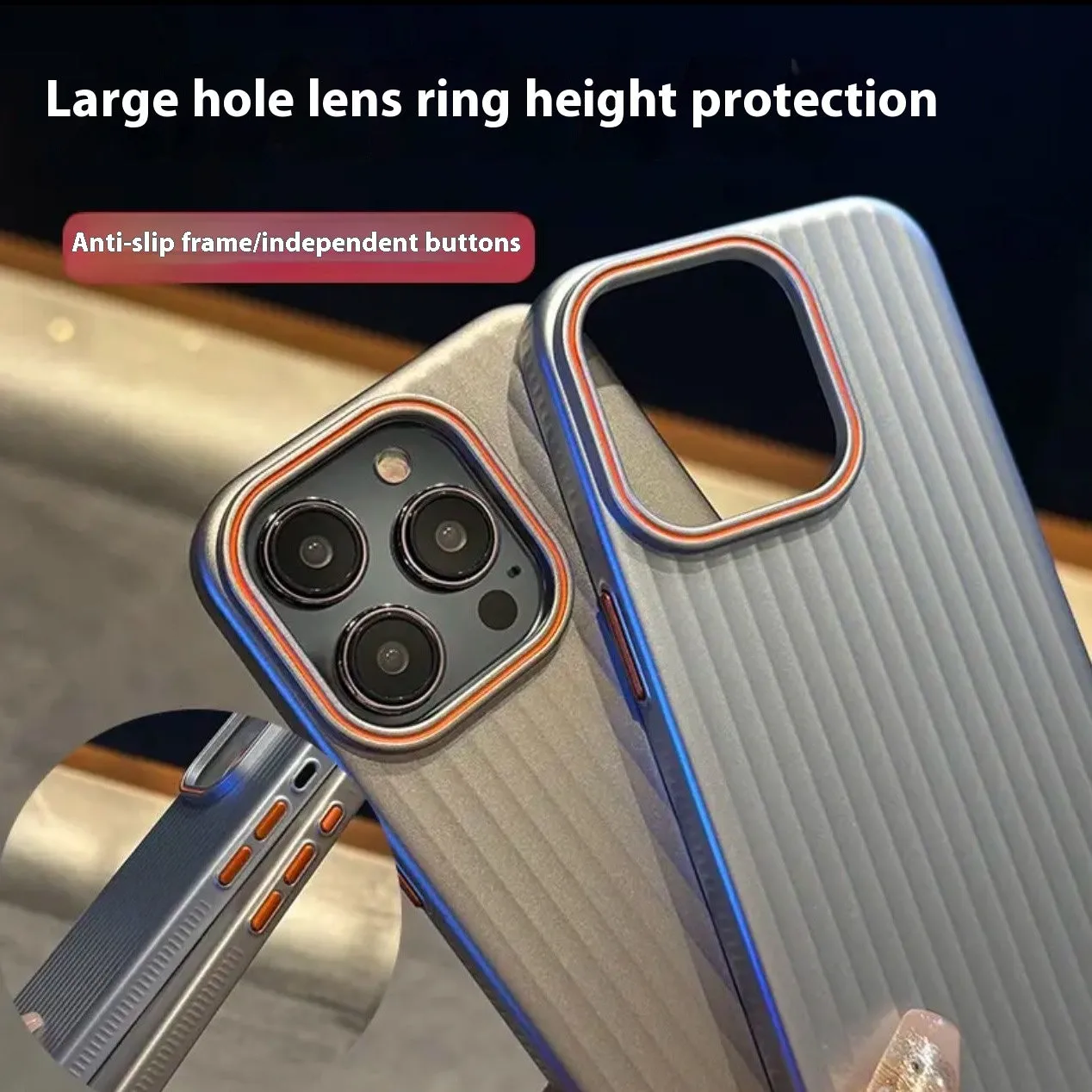 Anti-drop fingerprint metal phone case in dark purple for iPhone 14 with frosted PC finish
