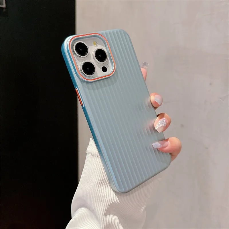 Anti-drop fingerprint metal phone case in dark purple for iPhone 14 with frosted PC finish