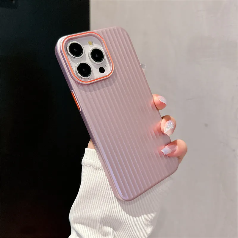 Anti-drop fingerprint metal phone case in dark purple for iPhone 14 with frosted PC finish