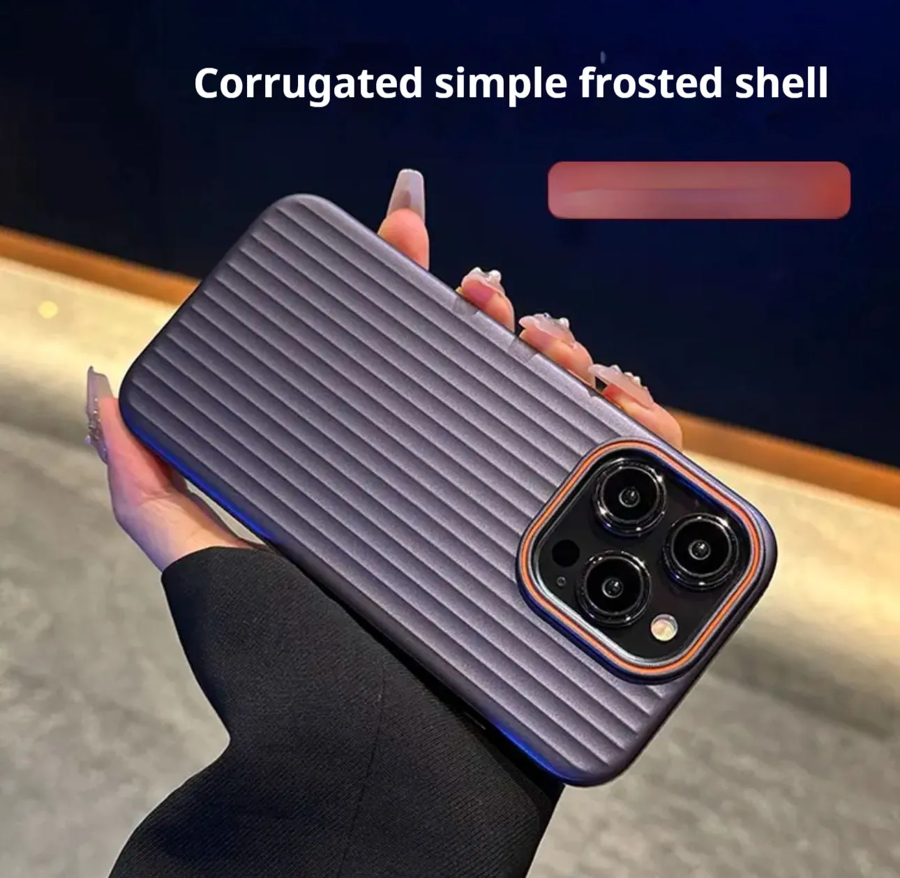 Anti-drop fingerprint metal phone case in dark purple for iPhone 14 with frosted PC finish