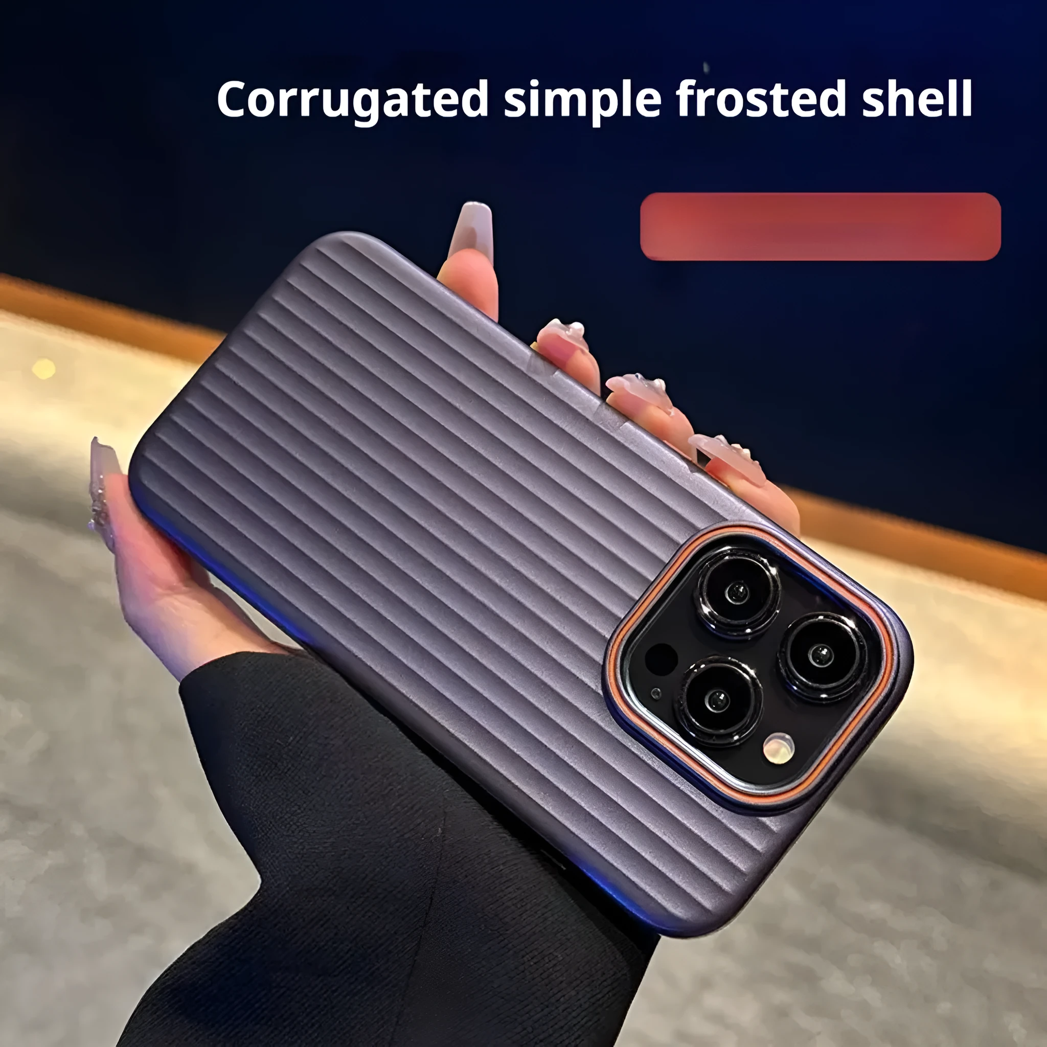 Anti-drop fingerprint metal phone case in dark purple for iPhone 14 with frosted PC finish