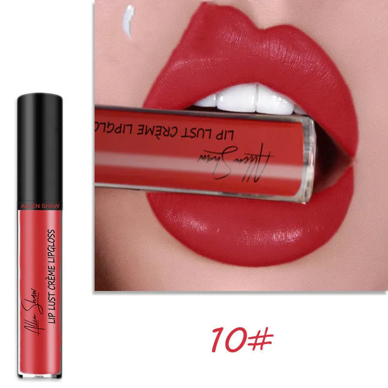 Silky cream texture lip gloss tube showing colour options 1-12 with complete set