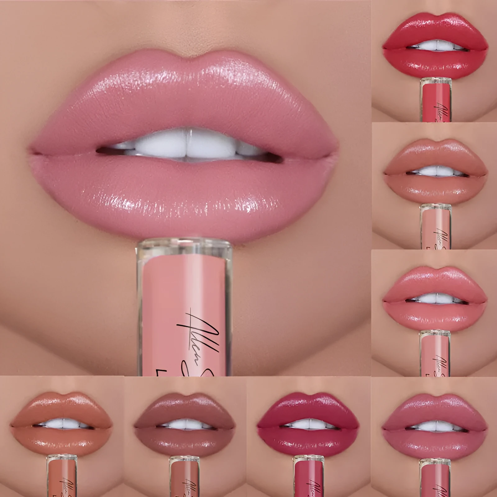 Silky cream texture lip gloss tube showing colour options 1-12 with complete set