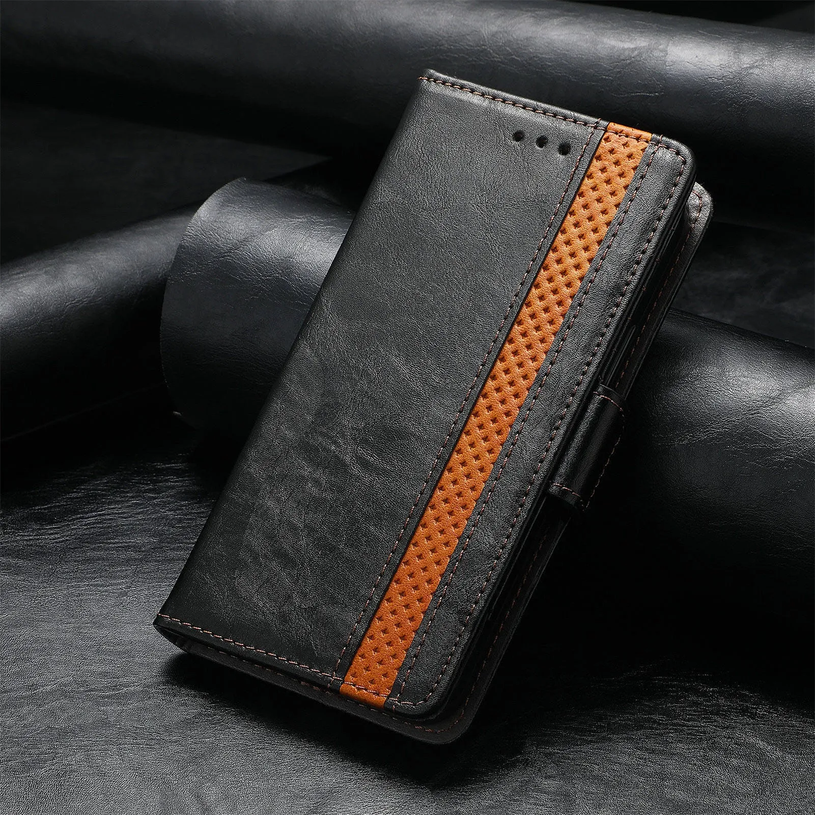 Samsung Galaxy Z Fold4 5G TPU leather phone case with bracket and card holder in multiple colours