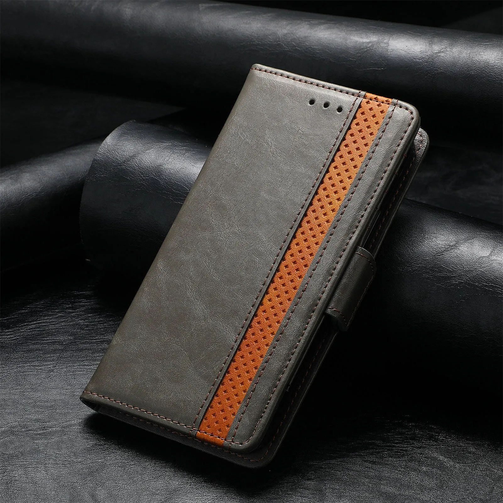 Samsung Galaxy Z Fold4 5G TPU leather phone case with bracket and card holder in multiple colours