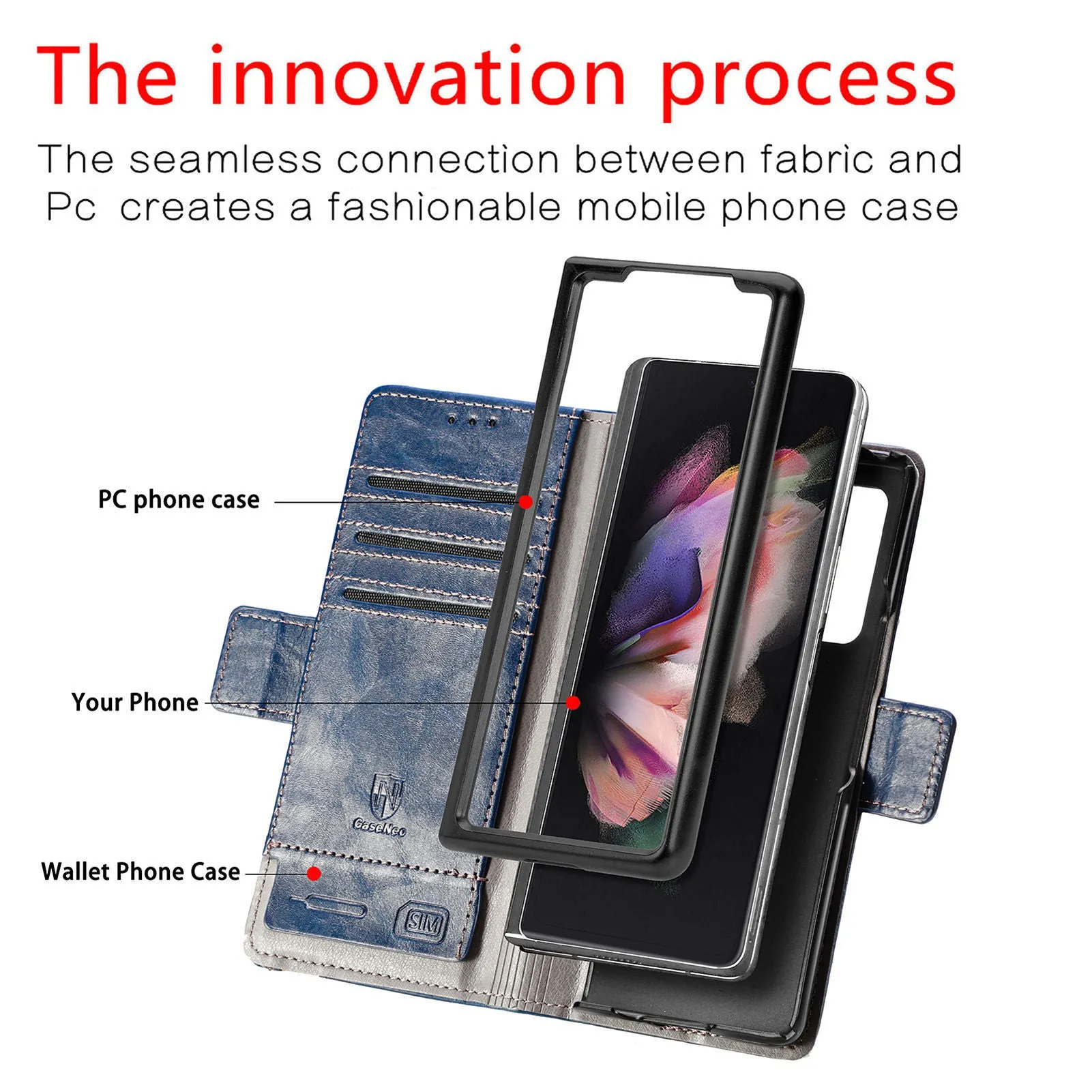 Samsung Galaxy Z Fold4 5G TPU leather phone case with bracket and card holder in multiple colours