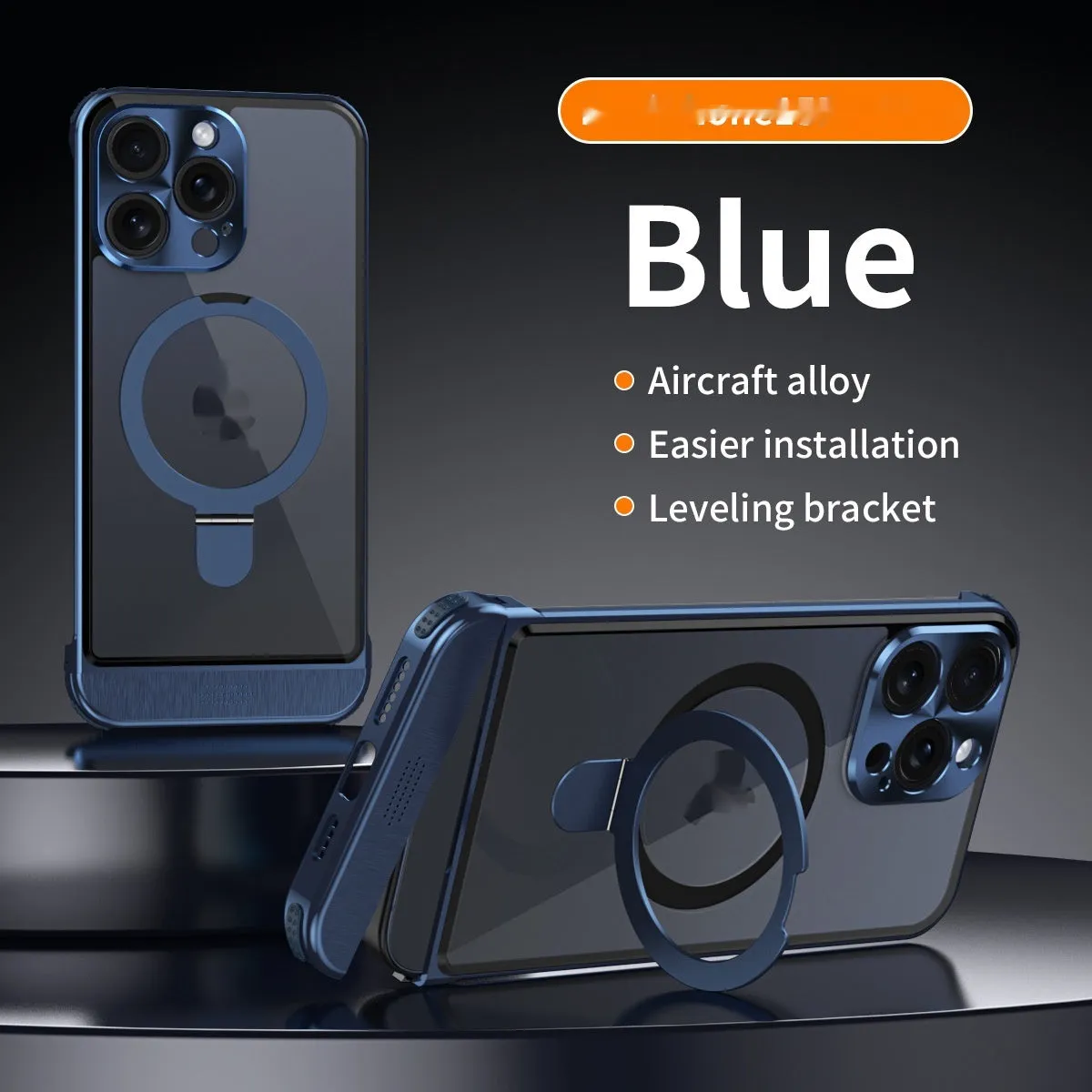 Apple phone case half pack with aluminium alloy frame and magnetic bracket, black colour option, for iPhone 15 Pro