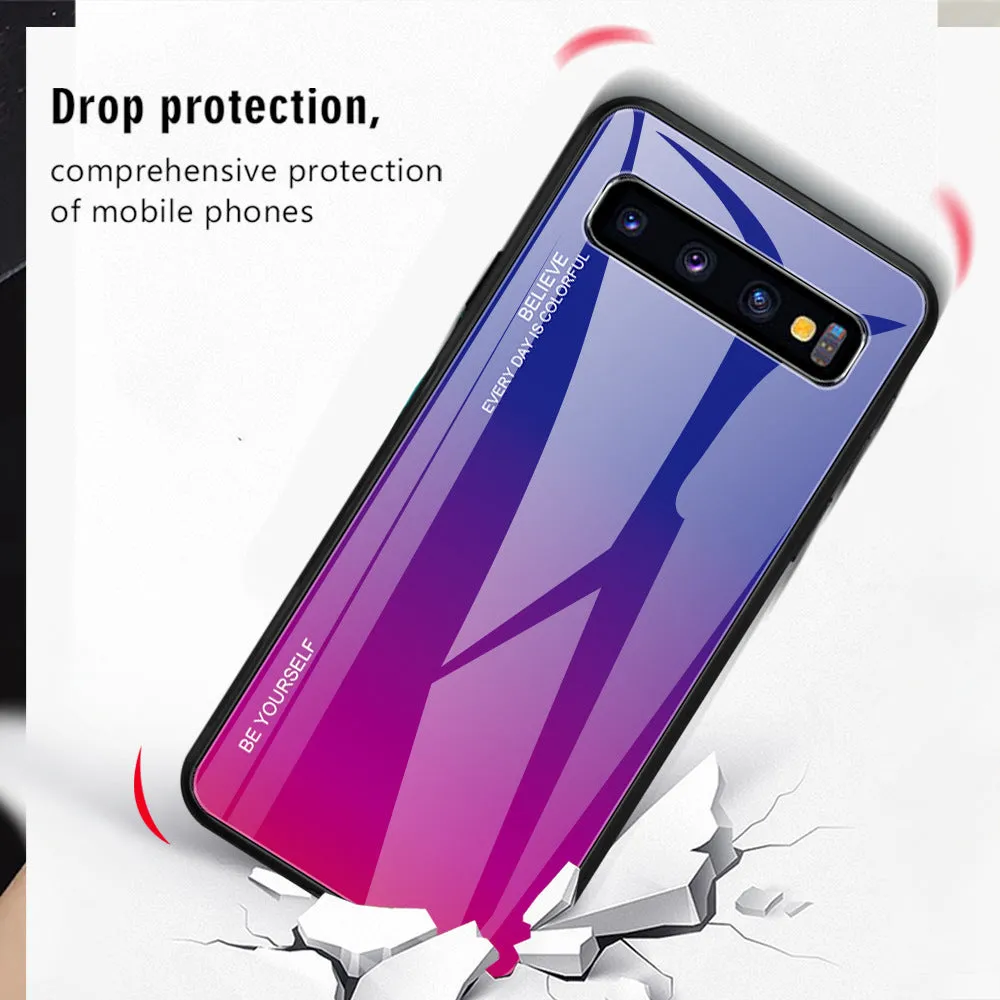 Gradient glass phone case for Samsung with TPU bumper and tempered glass back in colour 01style