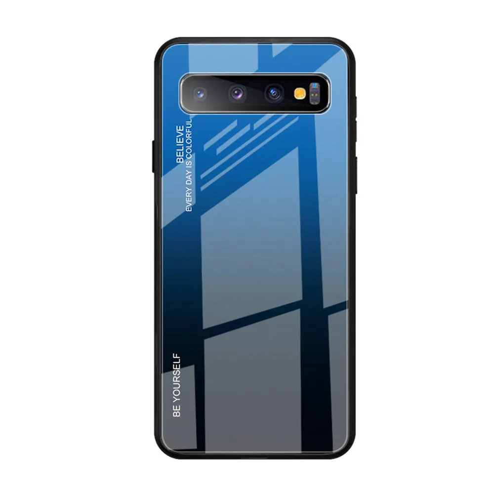 Gradient glass phone case for Samsung with TPU bumper and tempered glass back in colour 01style