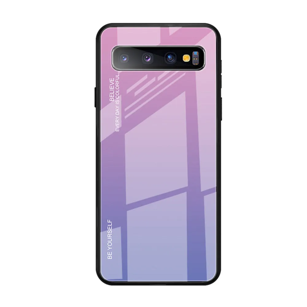 Gradient glass phone case for Samsung with TPU bumper and tempered glass back in colour 01style