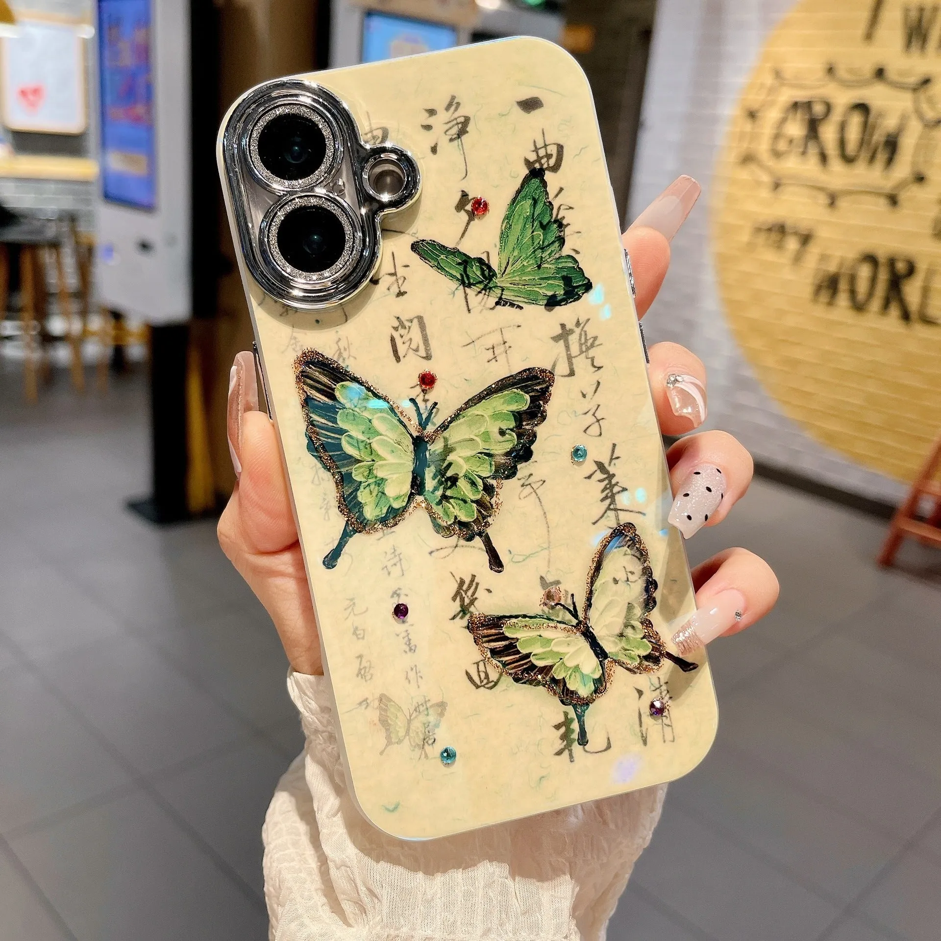 IMD anti-fall phone case for iPhone 13 in creative simple style full-wrap protective cover