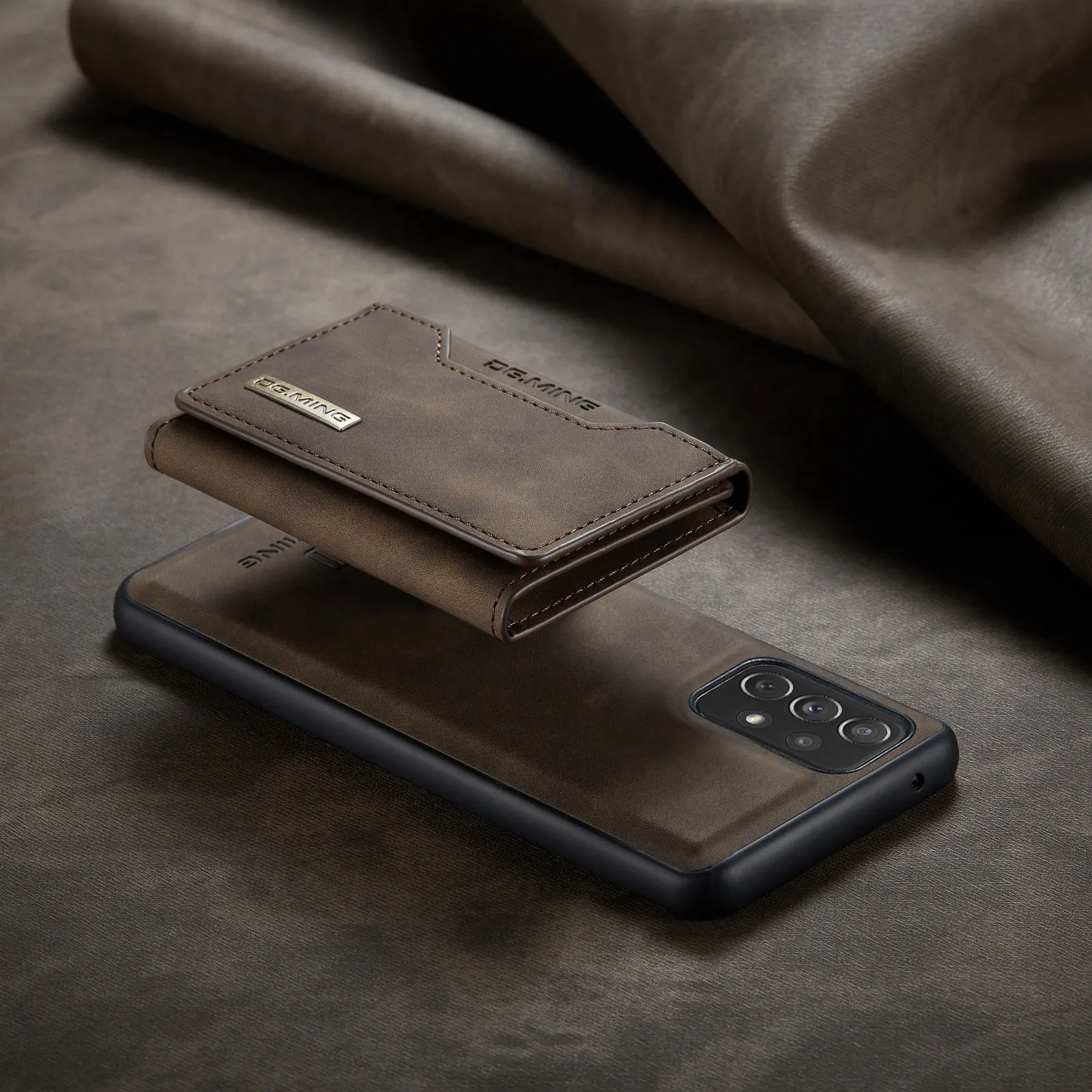 Anti-fall card-inserting PU leather phone case for Samsung with magnetic bracket, M2 combination black