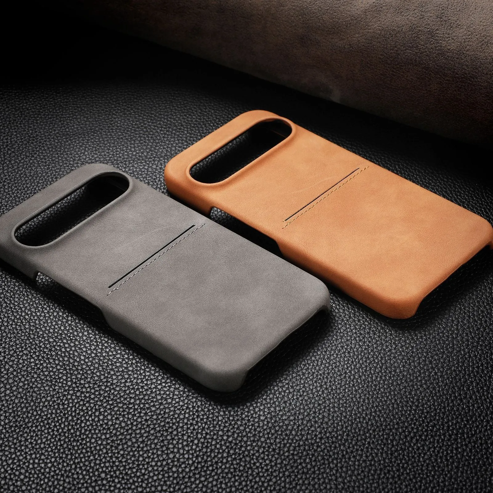 Business Skin vintage sheepskin card hard case for Google Pixel 8 Pro, black, frosted finish with card slot