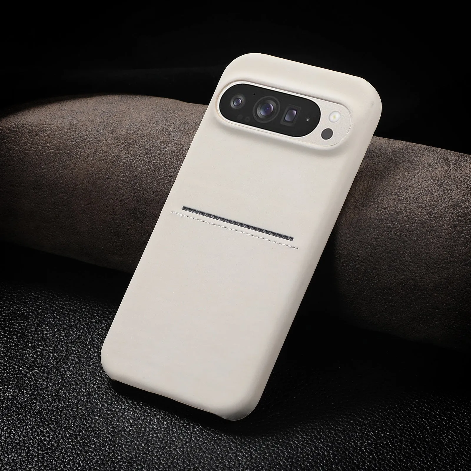 Business Skin vintage sheepskin card hard case for Google Pixel 8 Pro, black, frosted finish with card slot