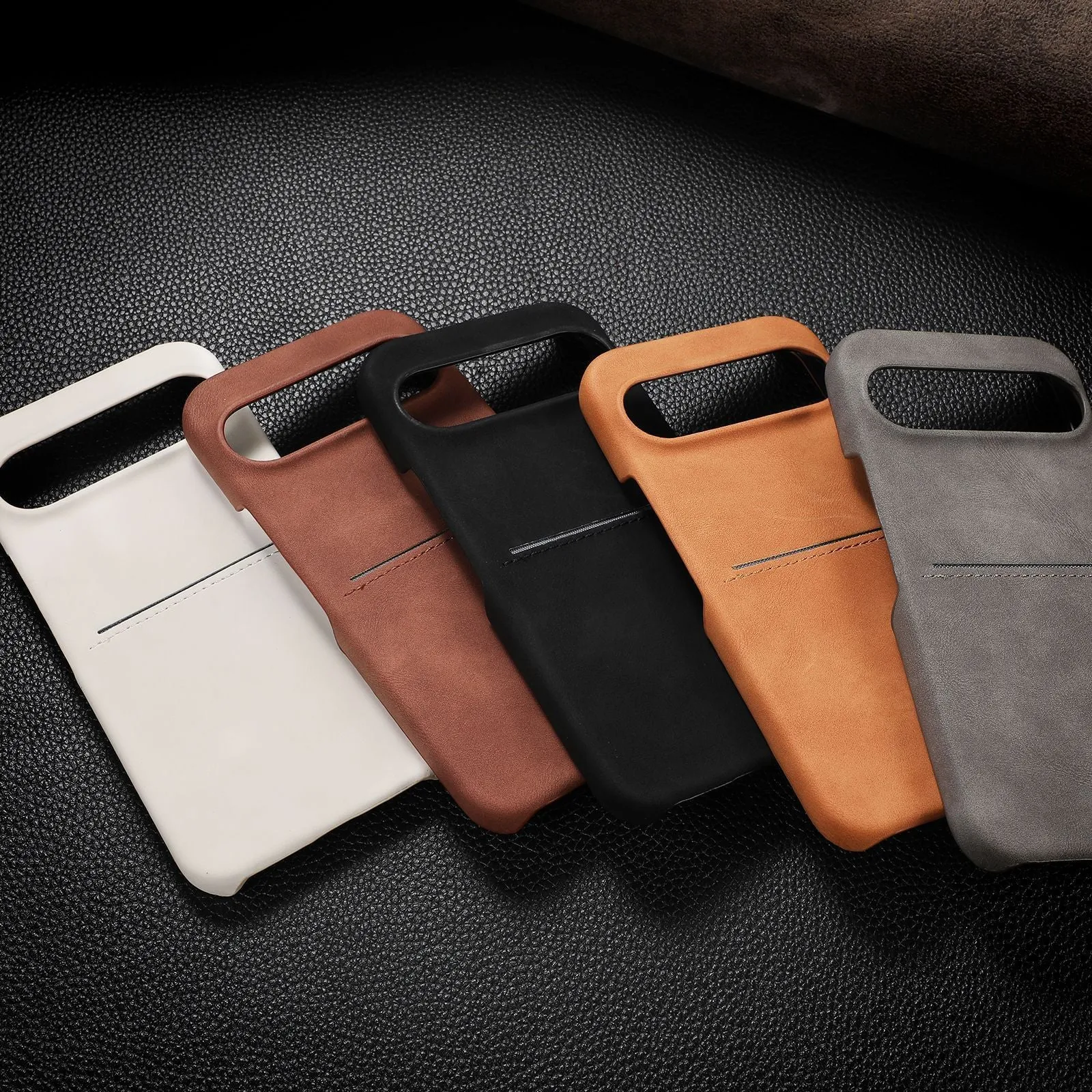 Business Skin vintage sheepskin card hard case for Google Pixel 8 Pro, black, frosted finish with card slot