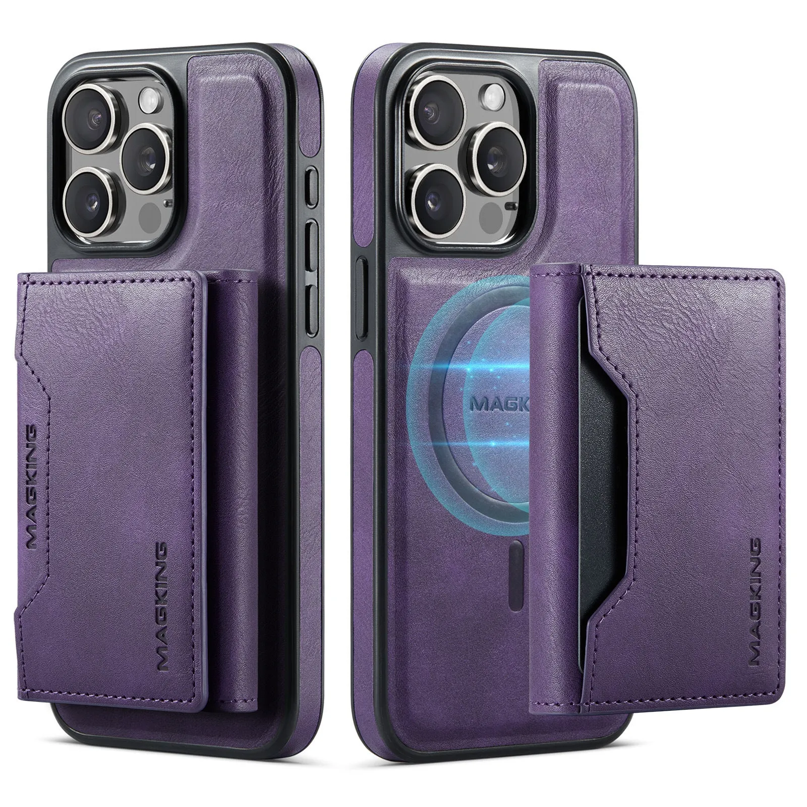 Multi-card TPU mobile phone case with card wallet, bracket stand, and magnetic closure in brown for Samsung S24 Ultra